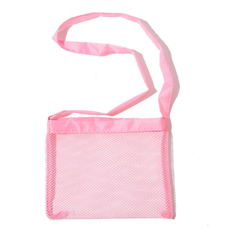 Netz-Strandtasche für Kinder Spielzeug-Organizer Netz Reißverschluss Verstellbarer Schultergurt Aufbewahrungstasche Kinder Muschelsammel-Tasche Runder Eimer