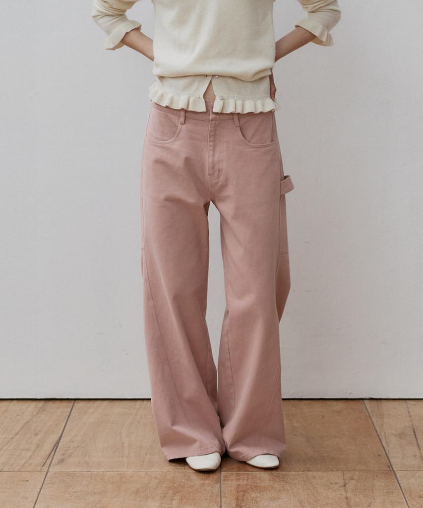 HANE Curved Kink Carpenter Cotton Pants_Pink