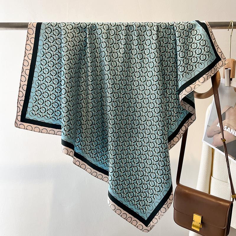 New Fashion 90X90cm Hair Shawl Scarf  Design Twill Silk Square Foulard Female Summer Sunscreen Wrap Bandana Hijab Accessores