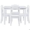 GINGER HOME Children's Table Set with 4 Chairs – White Solid Wood – 66x56x48 Cm – Scandinavian Style