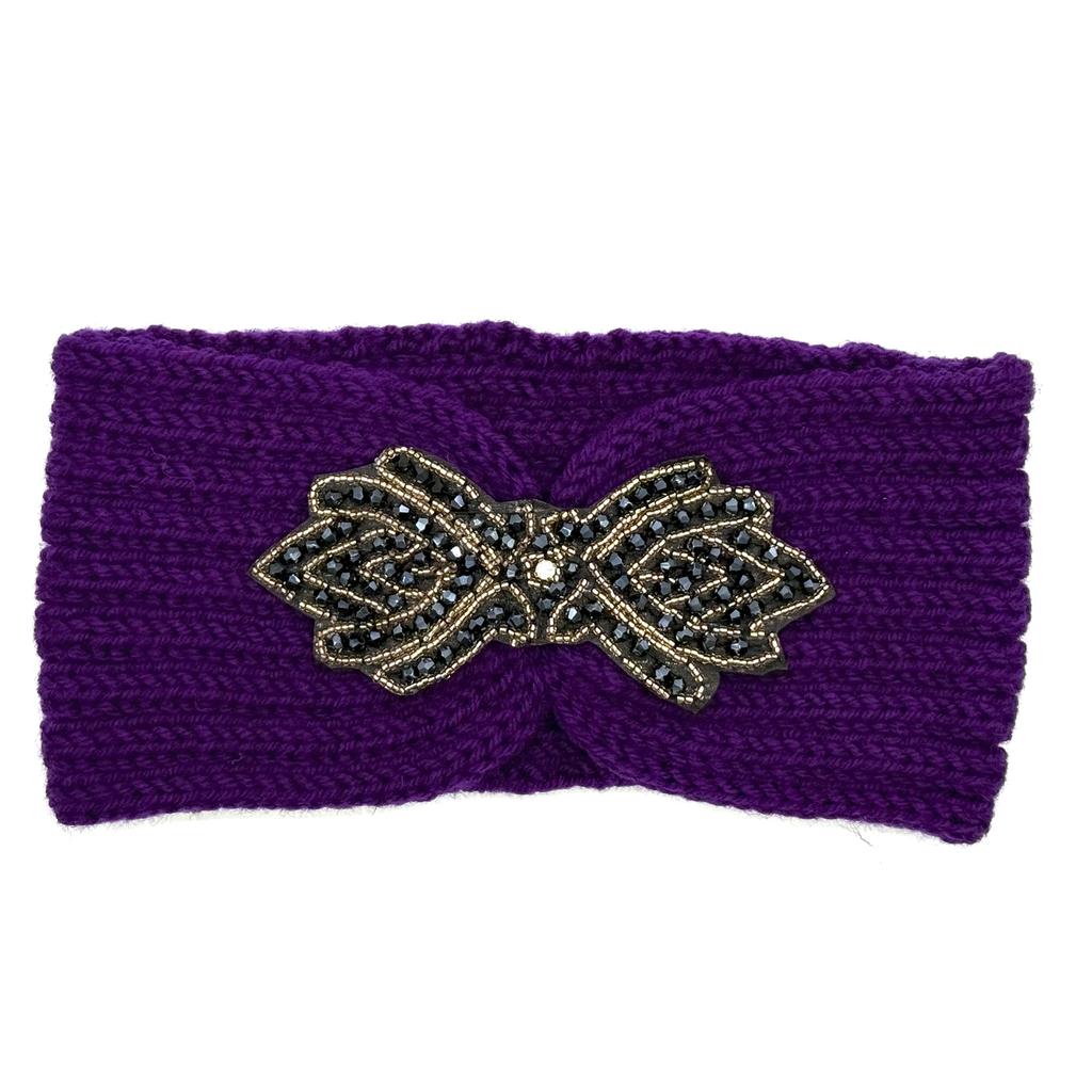 Crystal Beaded Winter Knit Headband Warm Turban Headwrap Hairbands Wool Ear Warmer Headscarf Head Wear Hair Accessories for Women Bandeau Bandanas