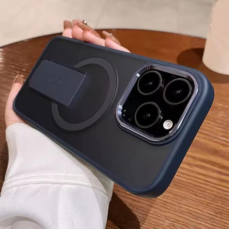 

Роскошный чехол-подставка Magsafe Kickstand для iPhone 11 12 13 14 15 16 Pro Max Plus, магнитный матовый противоударный бампер iPhone 15 Pro Max