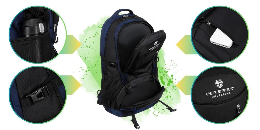 Mochila PTN PWY-01-6249 Azul Marino+Negro