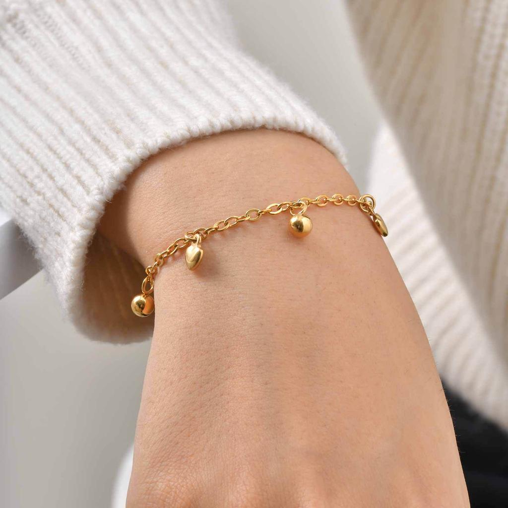 Wind Stainless Steel Ball Heart Bracelet Gold, Women'S Versatile Jewelry Br-2737