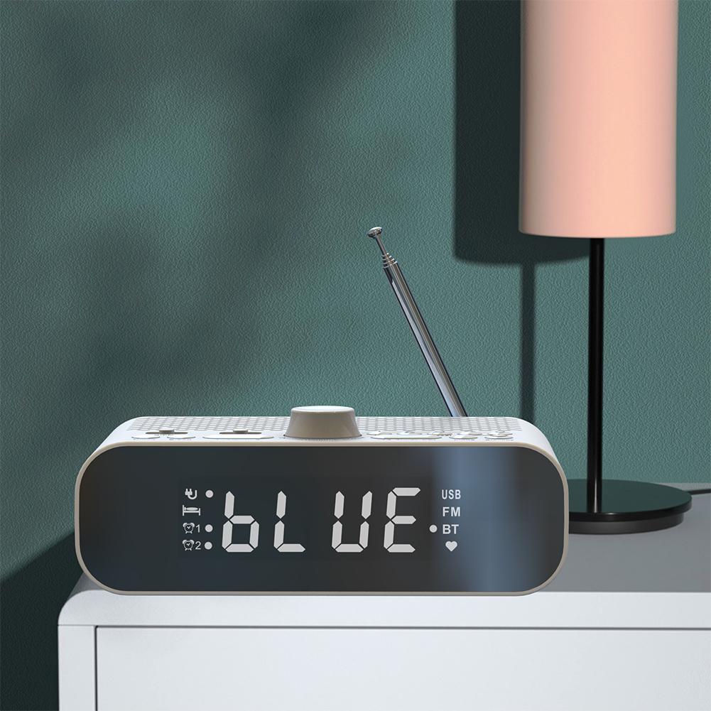 1Pc Digital FM Radio Bluetooth Alarm Clock Radio LED Display Clock Radio Asjustment Clock Timer USB Plug Portable Radio
