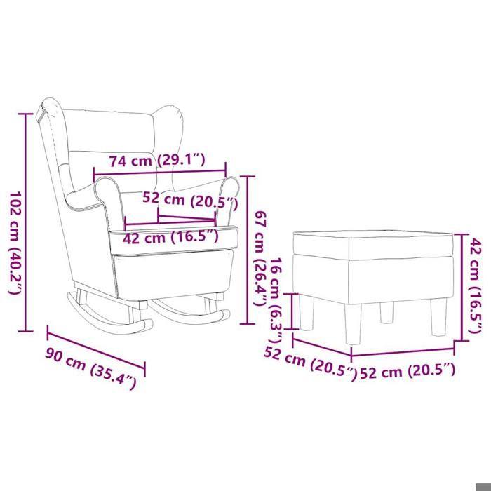 VidaXL Rocking Chair with Footrest Dark Grey Fabric, Chair, Living Room Chair, Relaxation Chair, Lounge Chair, 3307998