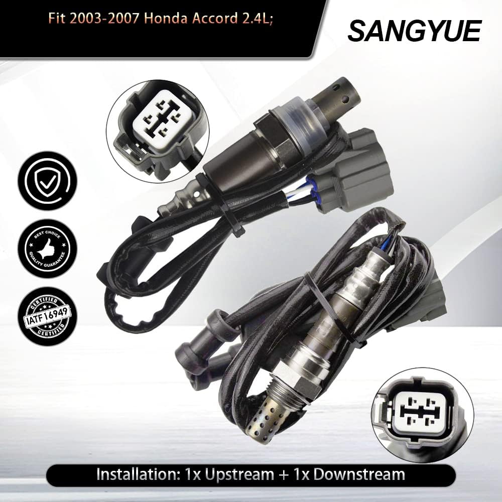 

2X Oxygen Sensor 1 & 2 for 2003 2004 2005 2006 2007 Honda Accord 2.4L Upstream + Downstream