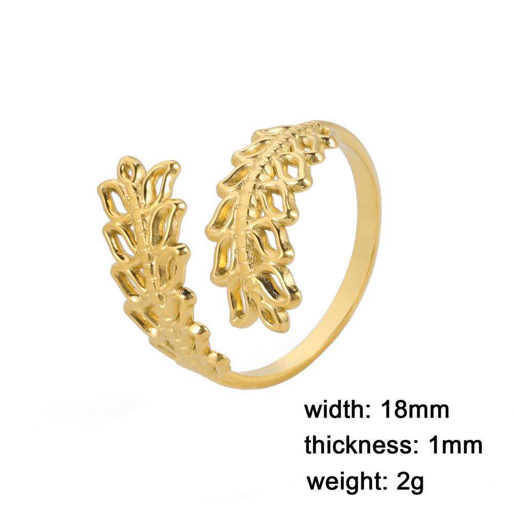 Cazador Ear of Wheat Leaves Open Rings for Women Stainless Steel Rings Jewelry Anniversary Birthday Wedding Gifts 2026 Trend