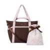 Francfranc Moderne Palette Reise Tasche, Braun und Rosa, Handgepäck Tote Bag, 3-Wege Umhängetasche mit Getränkehalter