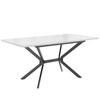 Dining Table White Extendable 120/160x80cm Black Metal Legs Living Room Rectangular Table Suitable for 4 To 6 People