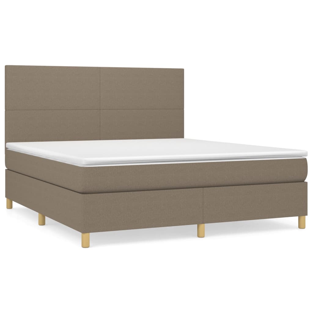 Vidaxl Letto Continentale Con Materasso, Taupe, Tessuto, 180X200 Cm