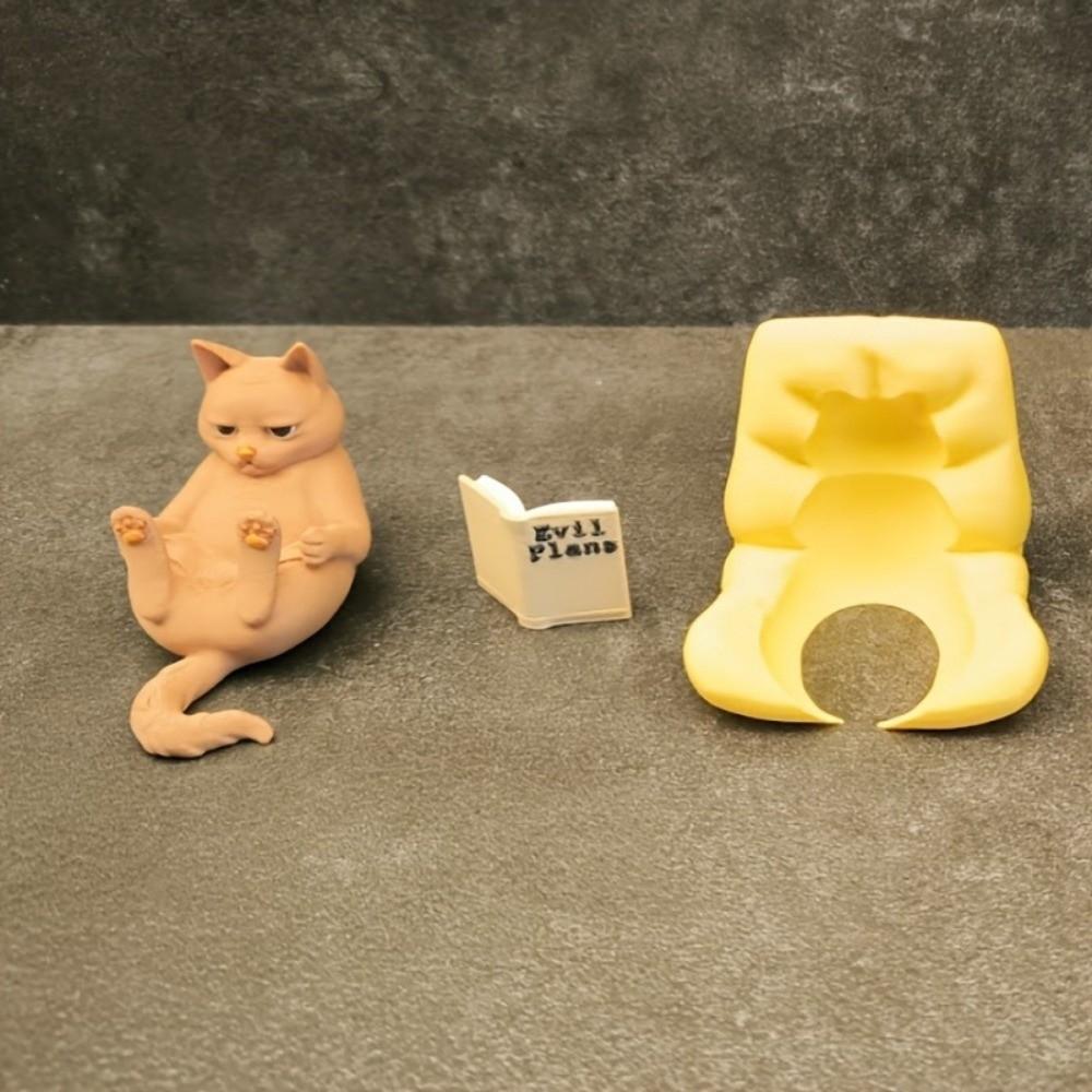 Katzenliebhaber 3D-gedruckte Lese-Katzenfigur Faule Katzenhaltung Buchstütze Katzen-Dekoration Lustige Heimdekoration Tischdekoration Schreibtisch-Dekoration