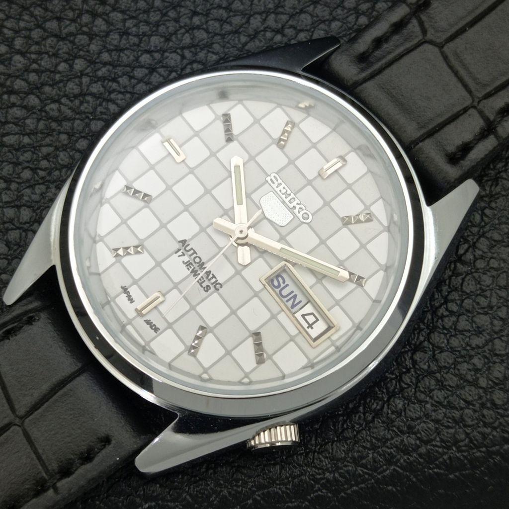 REFURBISHED JAPAN MADE SEIKO 5 AUTOMATIC MENS WATCH WHITE DIAL CUSTOM A440124-2 QV90-a440124