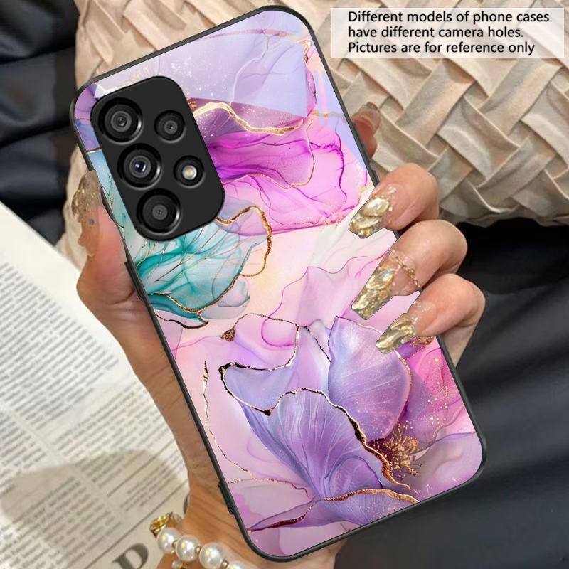 Golden Rose Blossoms For Samsung Galaxy S10 S20 Plus S21 FE S22 23 24 S25 Ultra Black Tempered Glass Phone Case Hard Shell