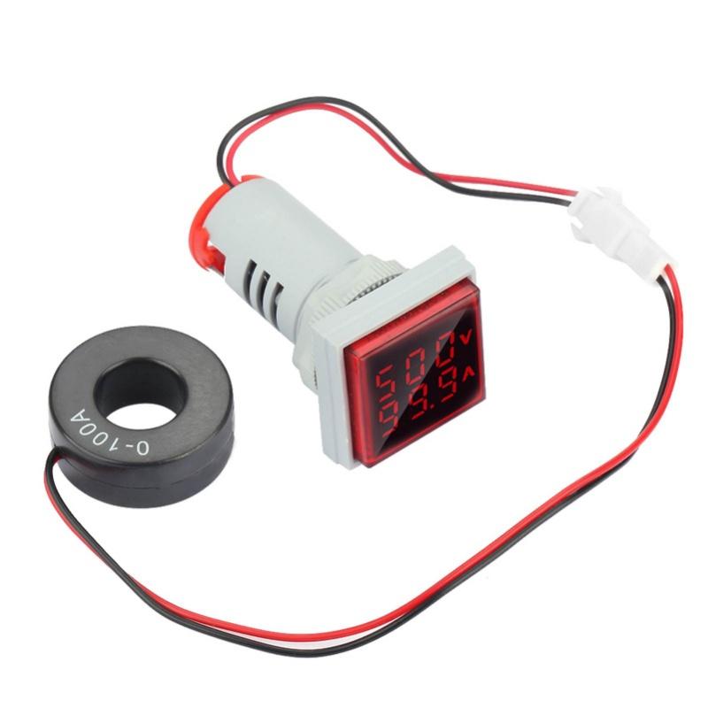 LED Digital Display AC Voltage Current Meter Indicator 22mm 0-100A Meter Indicator (White)