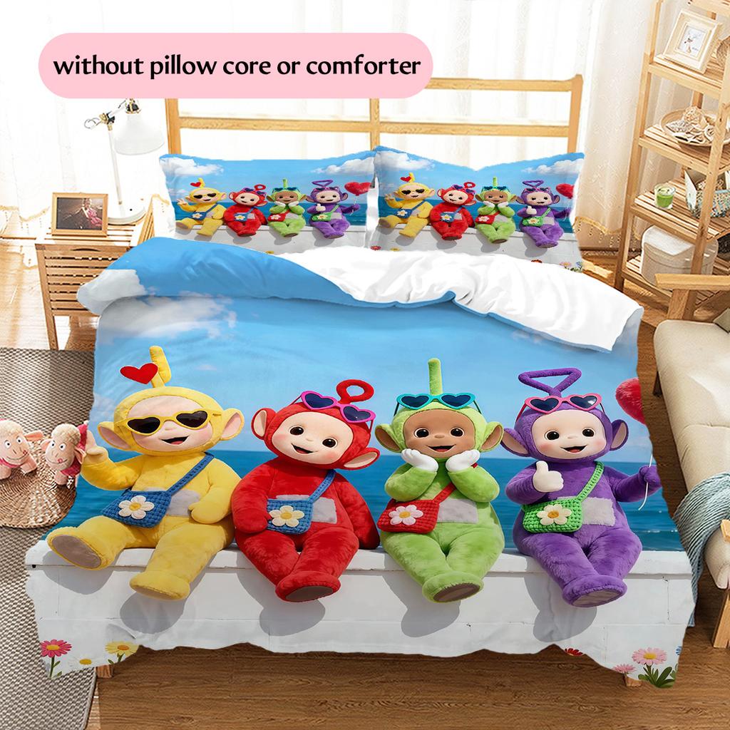 Teletubbies Pattern Bedding Quilt Set  Home Decoration  Gift (1 * duvet cover + 2 * pillowcase  without core)