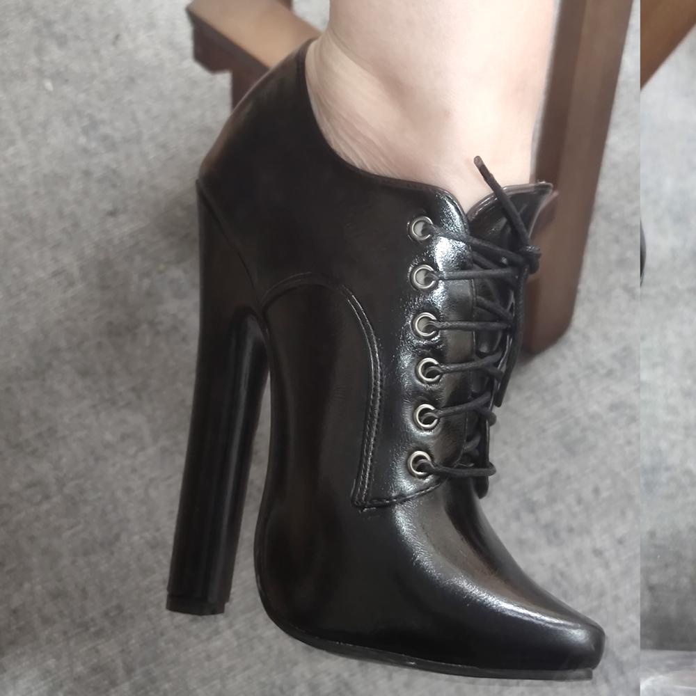Jialuowei 6 Zoll High Heel Fetisch Schnürung Spitze Zehe Unisex Drag Queen Pumps