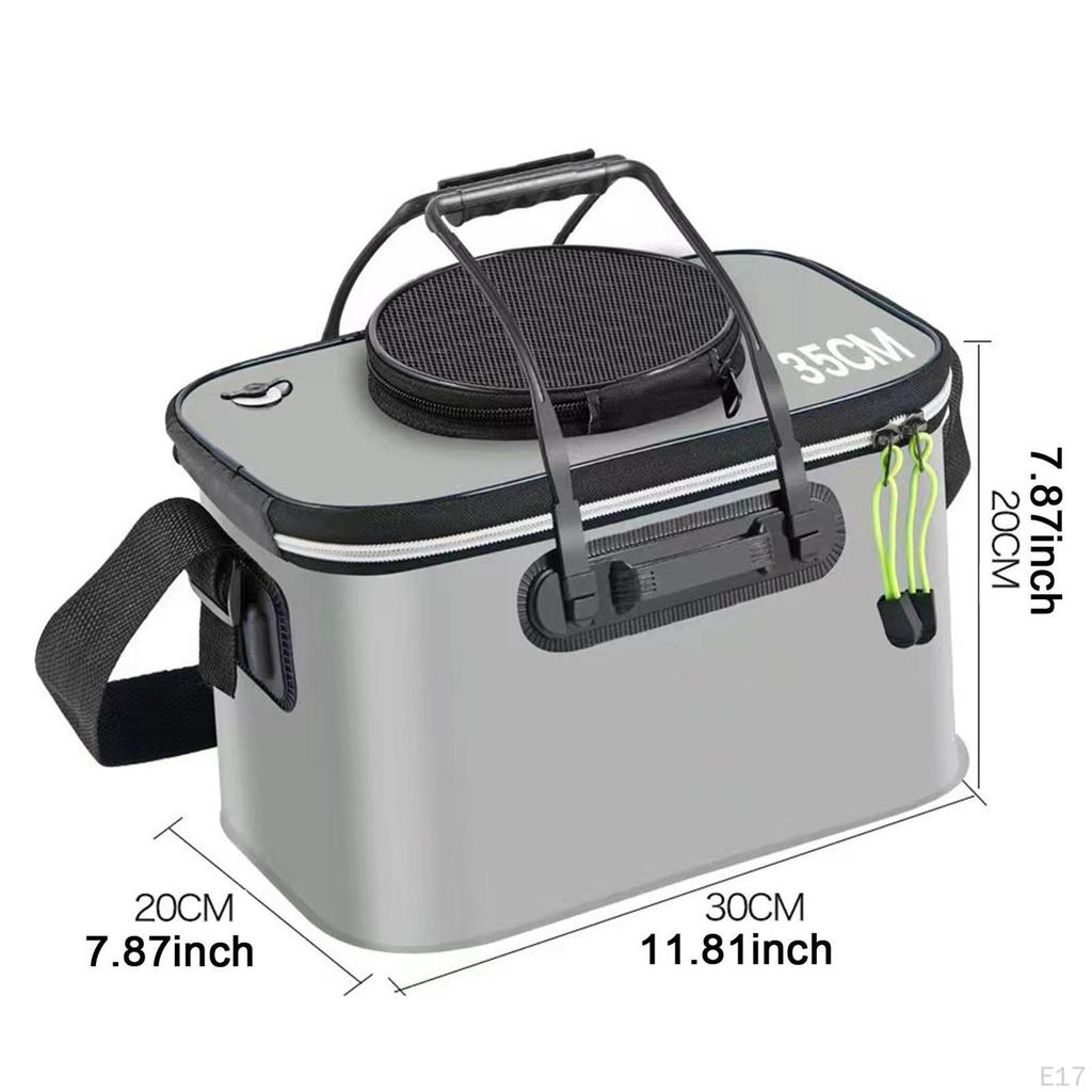 Fishing Bucket Fish Carrier Foldable Multifunctional Large Capacity Live Container with Strap