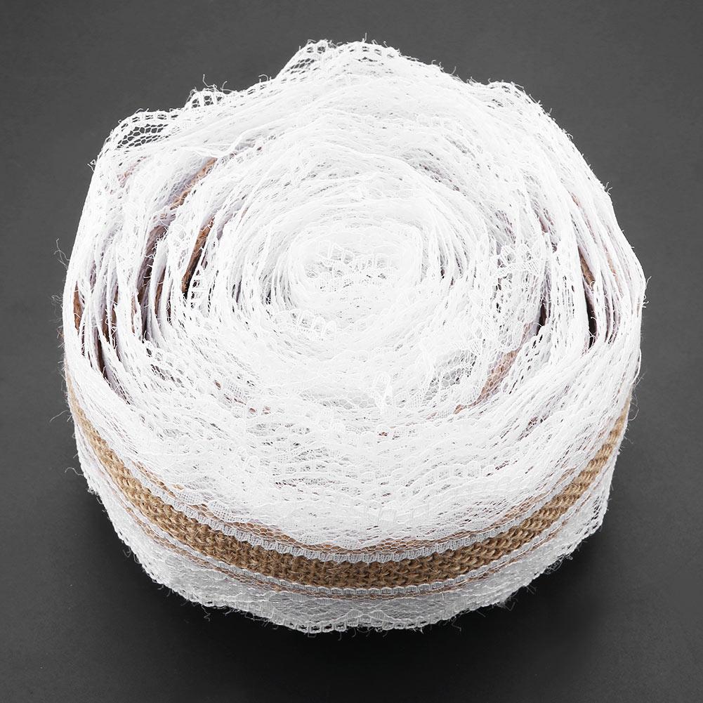 10m Natural Jute Roll with Heart Shaped Lace 6cm Width Hessian Burlap for Christmas Wedding