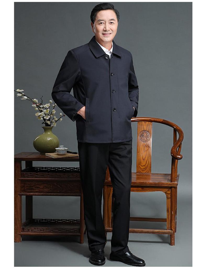 Men's Cotton-Padded Jacket for Dad: Spring & Autumn Button-Up for Middle-Aged & Elderly