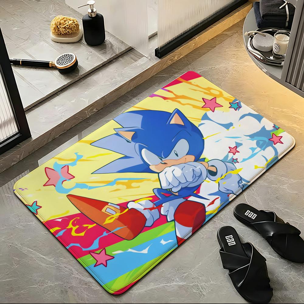 Game S-Sonic T-the H-Hedgehog Floor Mat Soft Flannel Floor Mat  Suitable for Entryways, Living Rooms, Bedrooms, and Bathrooms