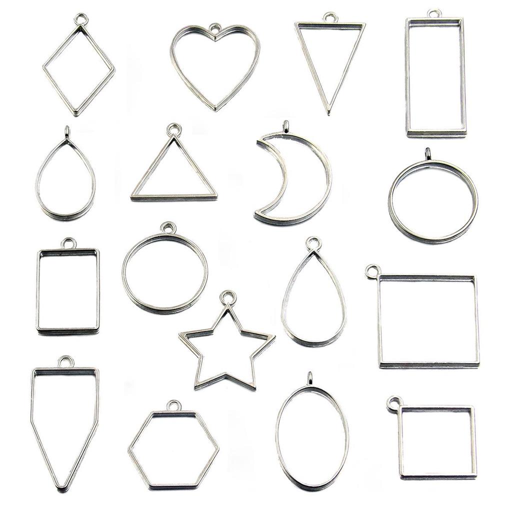 17 Style White Epoxy Geometric Heart Moon Water Drop Pendant Keychain