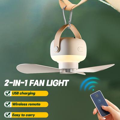 Şarj Edilebilir LED Tavan Vantilatörleri Taşınabilir Dış Mekan Elektrikli Vantilatör Gece Lambası Ev Kamp Çadırı Asılı Vantilatör Işığı Uzaktan Kumandalı