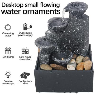 USB Water Fountain Desktop Small Waterfall Office Battery Powered Tabletop Craft Indoor Table Decor Decoration HA023098