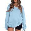 Women's Long Sleeve V-Neck Sweatshirt Color Casual Pullover Top