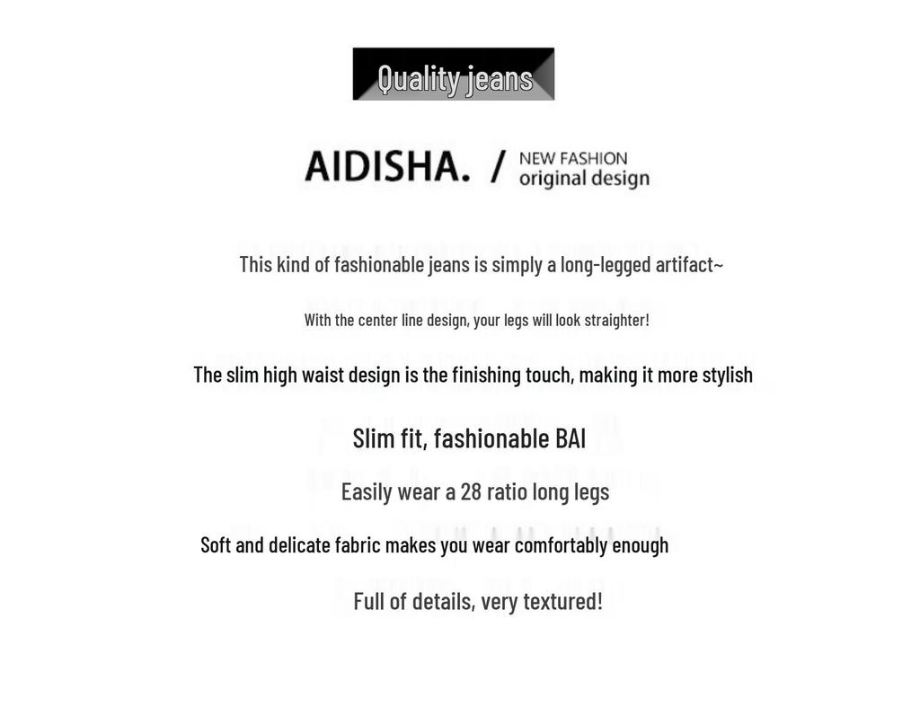 Women's Slim Fit Retro Wide-Leg Jeans - 2025 Spring/Summer Style, Small Size, Straight, Floor-Length