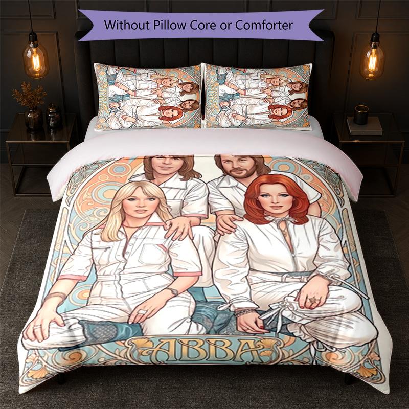 ABBA Print 3Pcs Duvet Cover Set 1 Duvet Cover and 2 Pillowcases Soft Bed Linen For Household Bedroom
