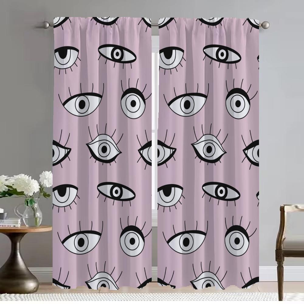 Mörkläggningsgardiner för Kamera Ögonfrans Tyll för Sovrum Modern Vardagsrumsgardiner 2 Delar Fönstergardiner Rullgardiner Avskärmning Hem