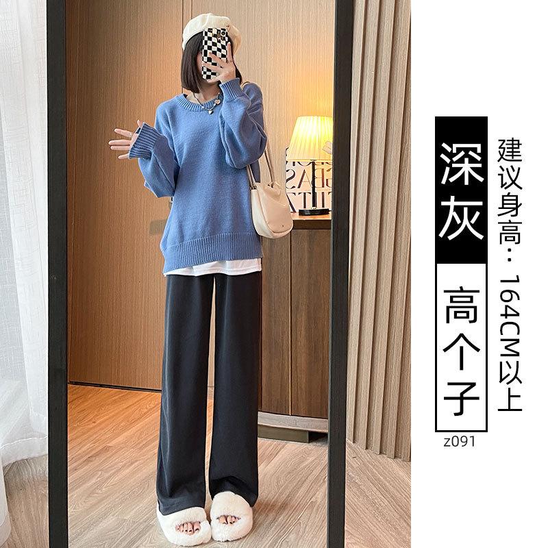 Black narrow wide-leg pants women's spring, autumn and winter velvet high-waisted drape straight casual small corduroy pants