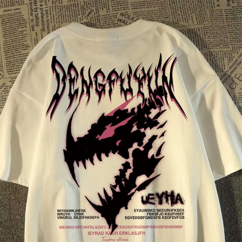 European and American fashion new men's summer skull angel print micro elastic breathable round neck T-shirt outdoor city high s