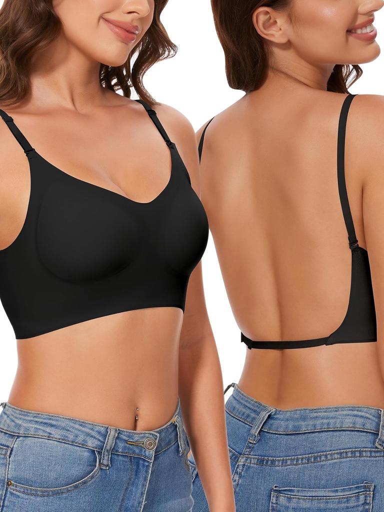 Large size seamless large backless underwear U-shaped beautiful back outer wear underwear bra