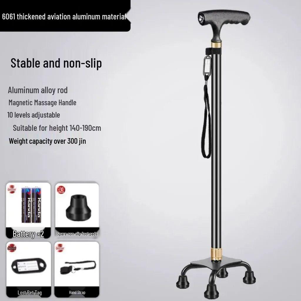 Folding Telescopic Walking Cane: Non-slip, Anti-fall, Lightweight Stick for Seniors & Patients