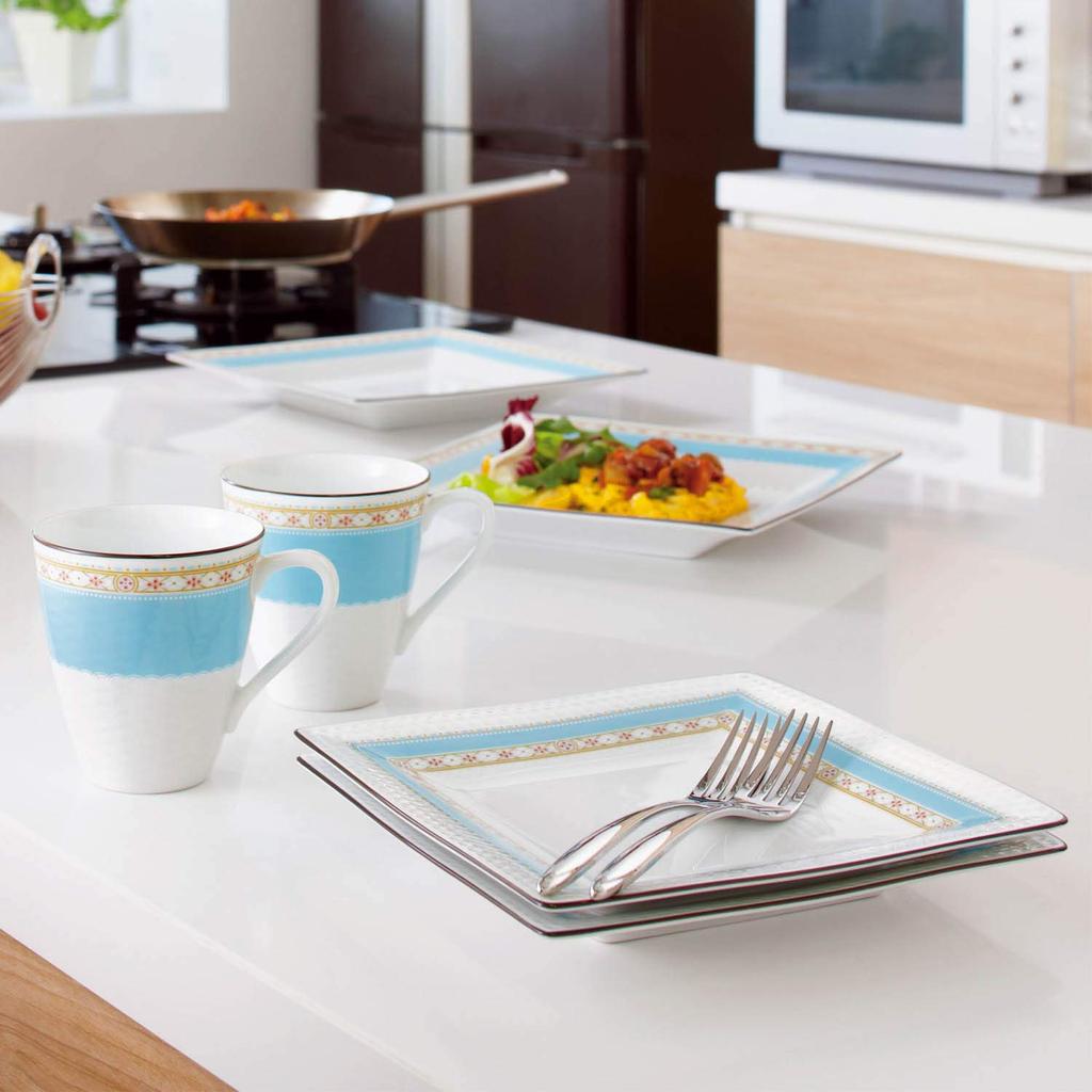 Noritake Square Plate 19cm Humming Blue Microwave Safe 2 Pieces Fine Porcelain (Pair Set) P5340A/1645