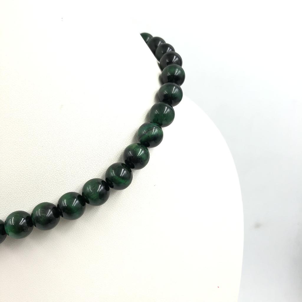 8mm Naturalny Zielony Tygrysie Oko Gwiazda Kamień Szlachetny Okrągłe Koraliki Regulowany Naszyjnik 17-20" Ręcznie robiona Biżuteria Dla Niej 8BN-43