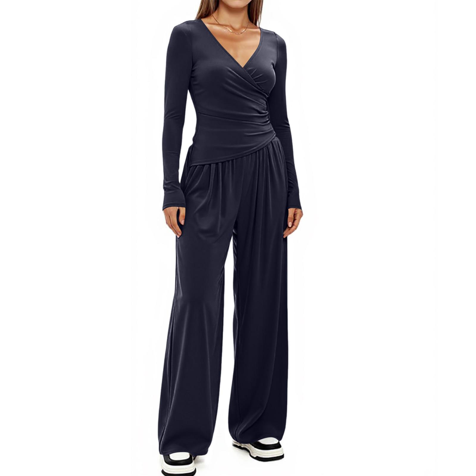 

Two Piece Sets For Women Casual Loose Long Sleeve Shirts And High Waisted Drawstring Shorts Tracksuit Fall Outfits XS