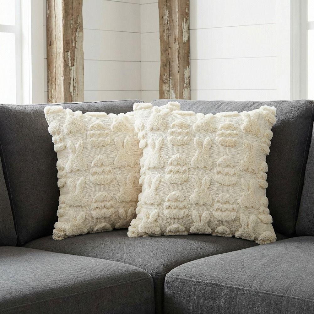 Square Bunny Pillowcase Cartoon Cushion Cover Cute Easter Rabbit Pillow Cover  Chair Decor