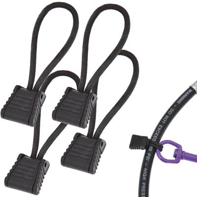 Hose Clip Scuba Diving 4pcs 6.5cm Black Elastic Rope+plastic