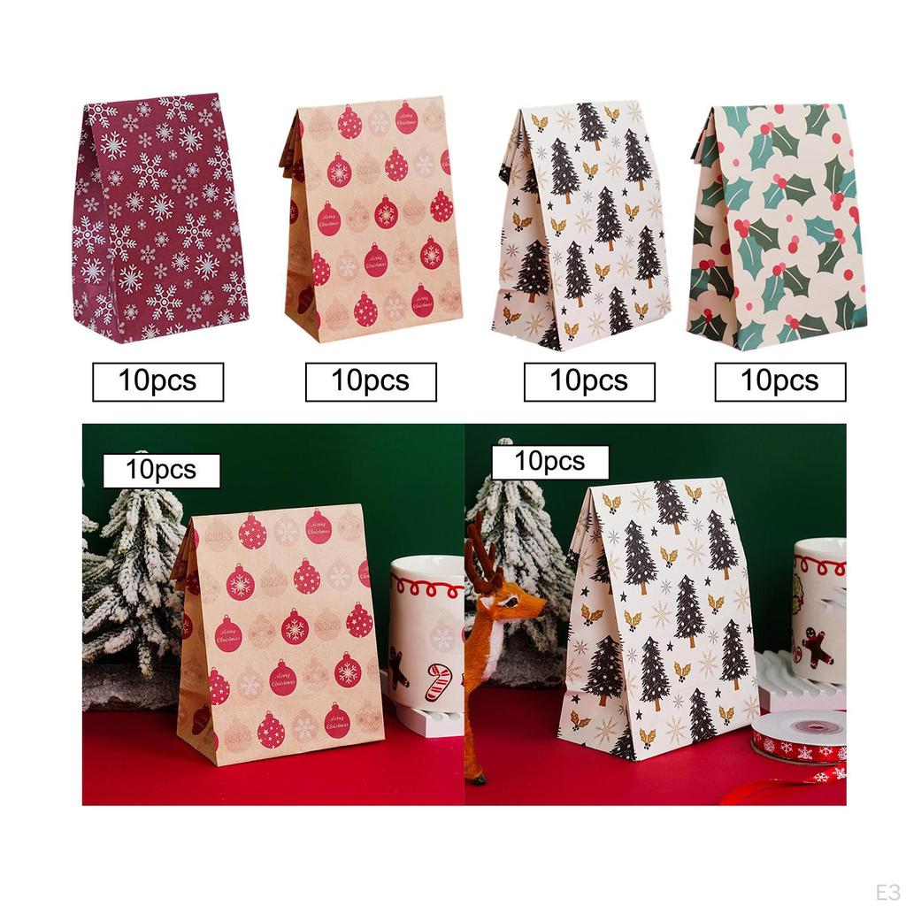 10 Pieces Christmas Gift Bag Food Packing Bags Sweets Pastry for Birthday Party Decor