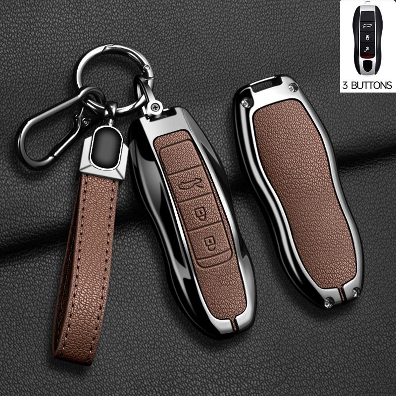 Metal Car Key Case Cover For Porsche Cayenne 958 911 Lepin 996 Macan Boxster Panamera 997 944 924 Panamera 718 971 9YA Keychain