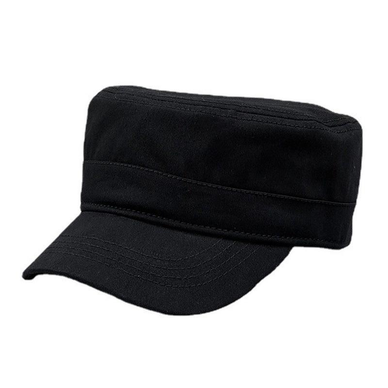 Large Size Rear Sealing Black Hat Men'S Spring And Summer Cap Middle-Aged Youth Flat Top Hat Casual Thin Cotton Cloth