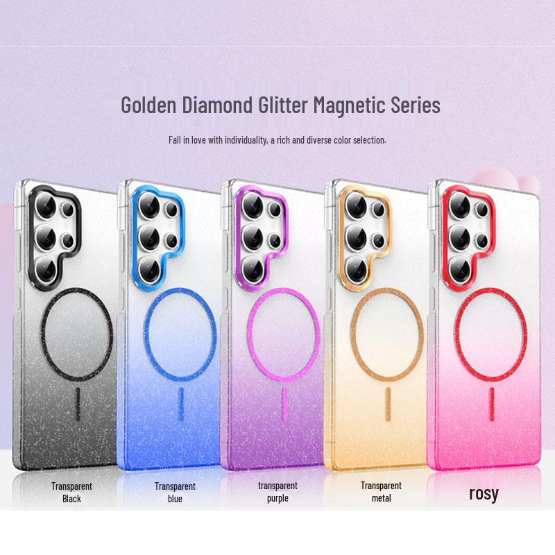 Samsung S25 Ultra Gradient Glitzer Schutzhülle mit Magnet