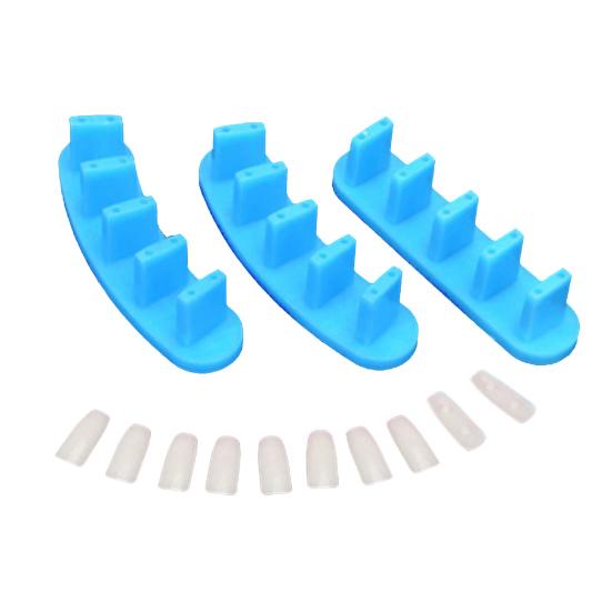 3x Nail Acrylic Base Display Training Frames 10x False Nail Tips Manicure Tool