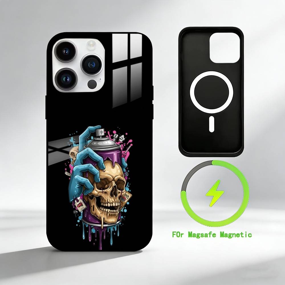 

C-Cool Colorful Graffitiy Phone Case For iPhone 17 16 15 14 13 12 Pro Max Plus for Mirror Wireless Magnetic Cover iPhone17