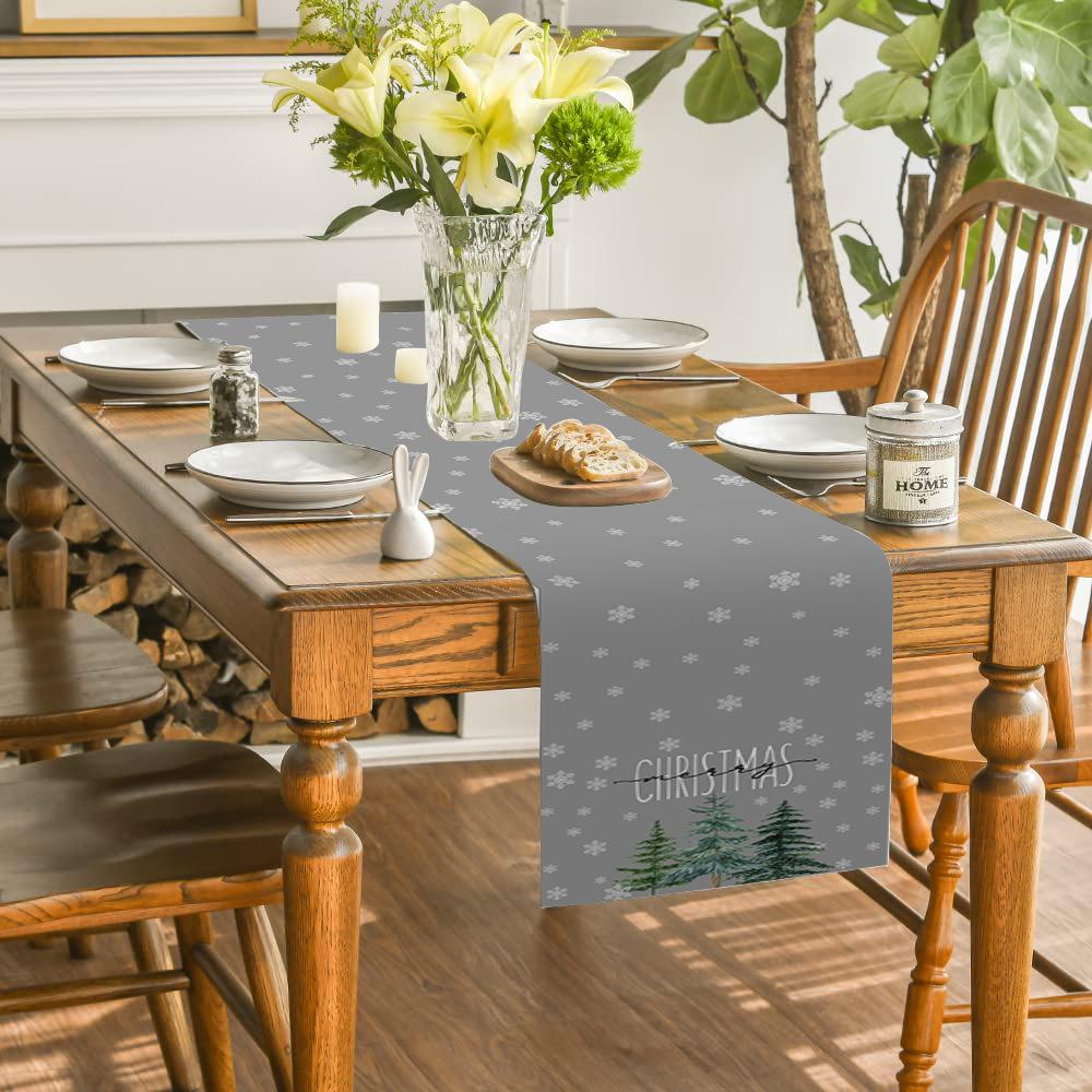 Christmas Table Runner Plaid Seasonal Farmhouse Holiday Table Cloth Home Party Decoration