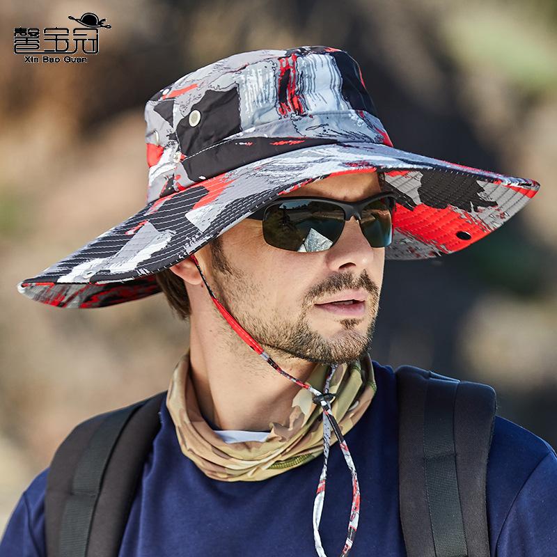 Men Summer Camouflage Sun Hat Big Brim Sunscreen Fisherman Hat For Outdoor Travel Fishing