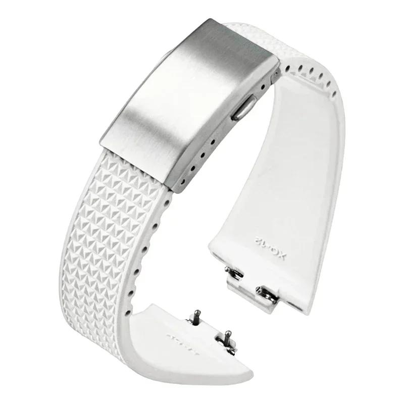 

Фторкаучуковый ремешок для Tissot PRX Series Super Player 35 мм 40 мм FKM Женский Мужской Быстросъемная Складная Пряжка Ремешок для часов 11 мм 12 мм 11mm белый